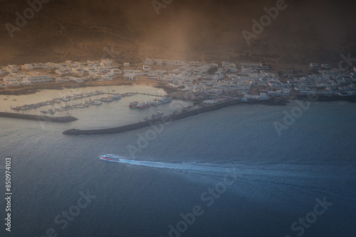 Coastal Village and Harbor near Lanzarote island