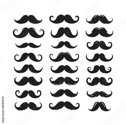Set of men's mustache. Vector graphics illustration
