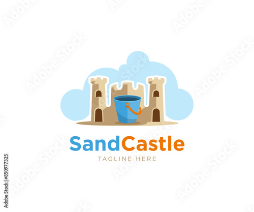 Sand Castle property real estate building logo design. Tower castle illustration vector