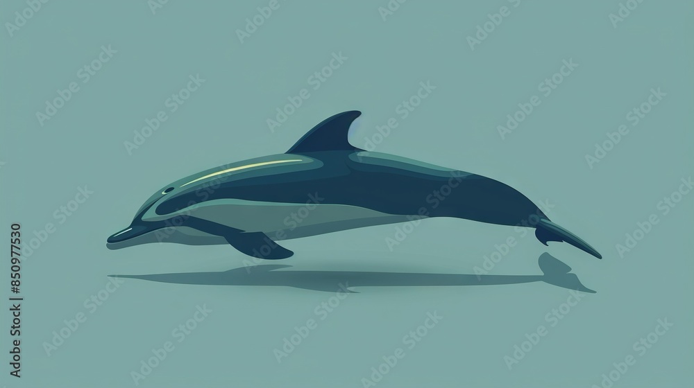 Fototapeta premium Dolphin jumping in the air, turning head upward