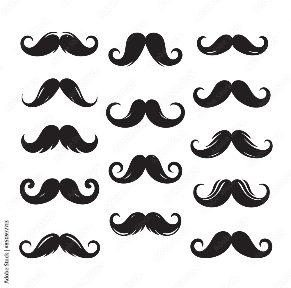 Set of men's mustache. Vector graphics illustration