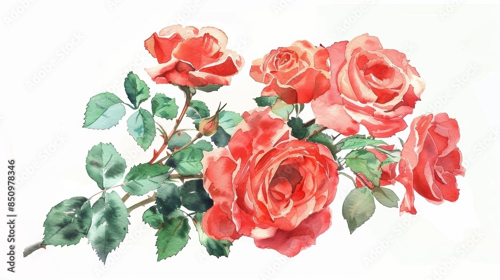 Vibrant Red Roses Bouquet on White Background for Wedding Decor Generative AI