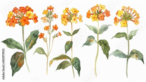 Fototapeta Naklejka Na Ścianę i Meble -  Vibrant Watercolor Flowers on White Background for Spring Decor Generative AI