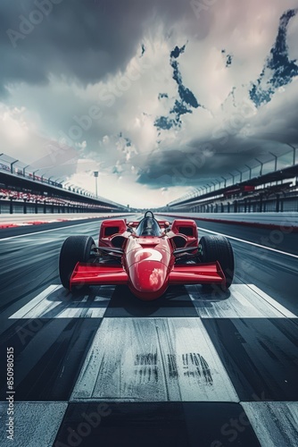 a red race car on the track at an indy car race