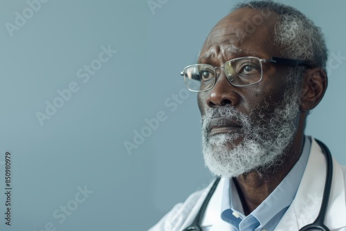 an older black with glasses and a stethoscope