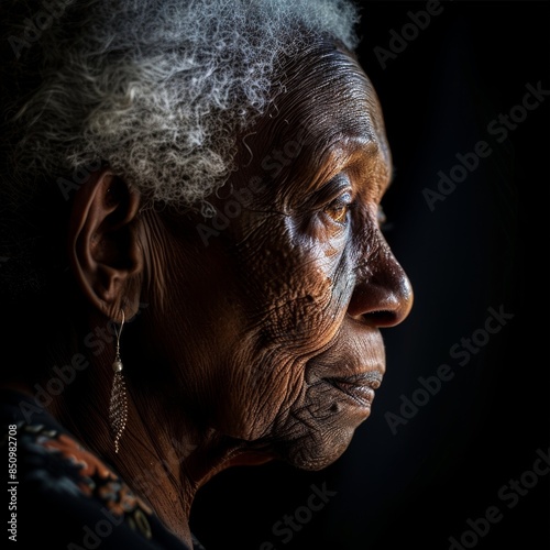 Elderly Woman Suffering from Loneliness and Dementia Generative AI