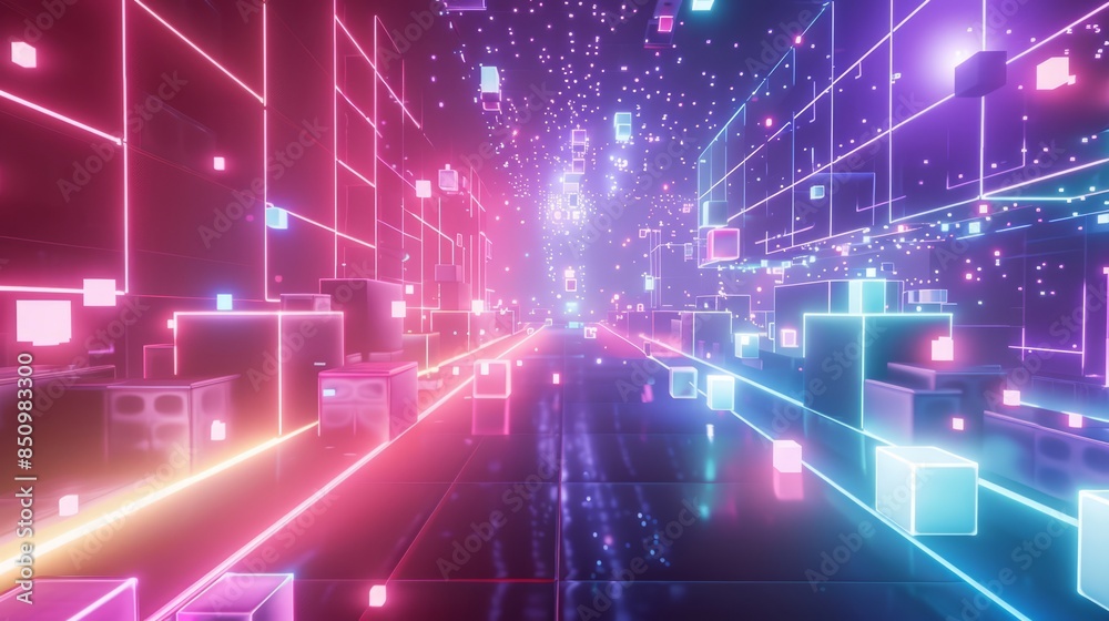 musical neon color background with white squares and purple lights. musical neon color background with white squares and purple lights.