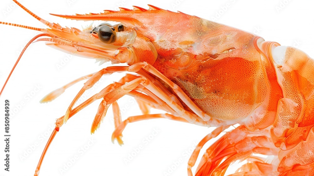 Shrimp Close-up on White Background with Reflection Shrimp Close-up on White Background with Reflection