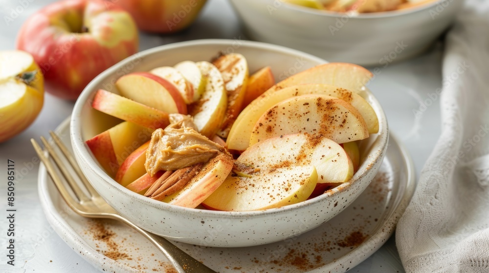 Healthy Apple Slices with Almond Butter and Cinnamon - Perfect for Nutritious Breakfasts and Snacks Healthy Apple Slices with Almond Butter and Cinnamon - Perfect for Nutritious Breakfasts and Snacks