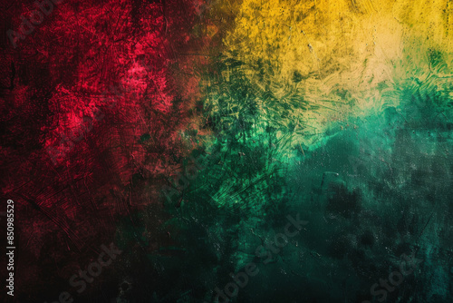 Abstract art background. Modern multicolored art painting canvas texture. Black, red, yellow, green oil painting background. Black history month, Juneteenth freedom day celebration colors