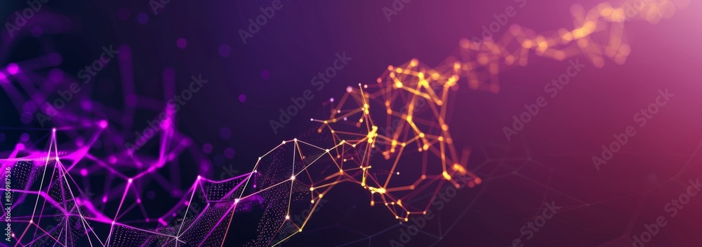 Fototapeta premium Abstract Digital Network with Purple and Orange