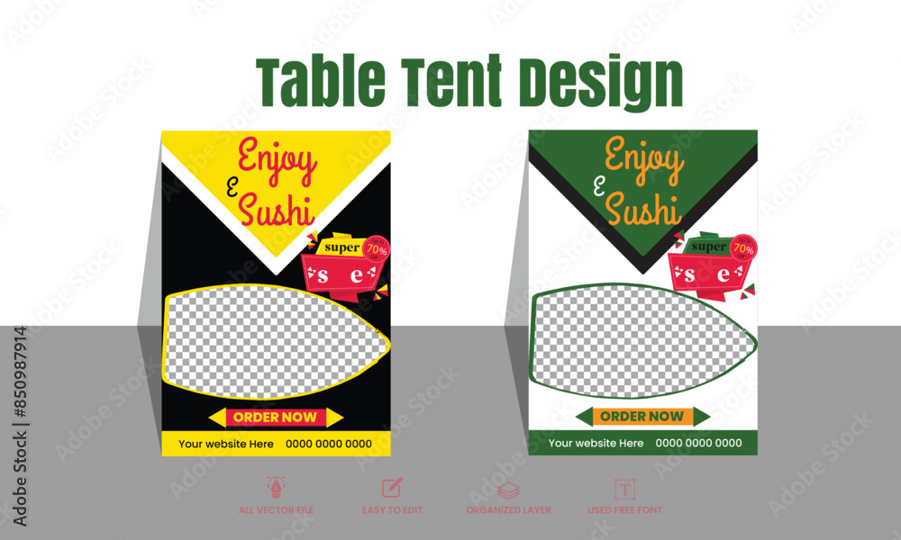 Restaurant Food Menu Table Tent design template design Stock Vector