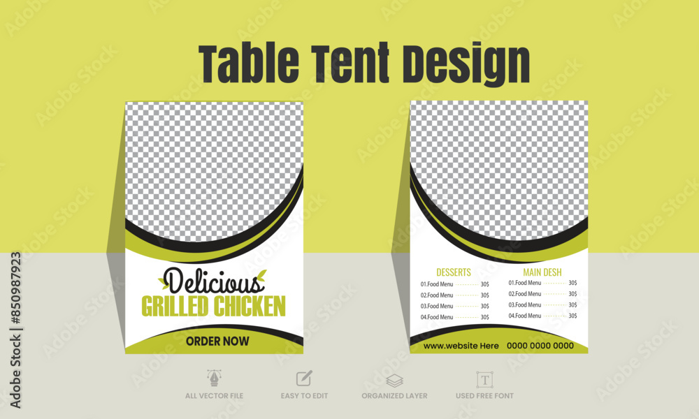 Print Ready Vector File Restaurant fast food table tent banners template. Fully editable print ...