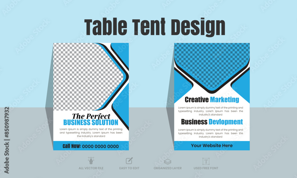 Obraz premium Corporate business table tent design. Minimal simple vector design