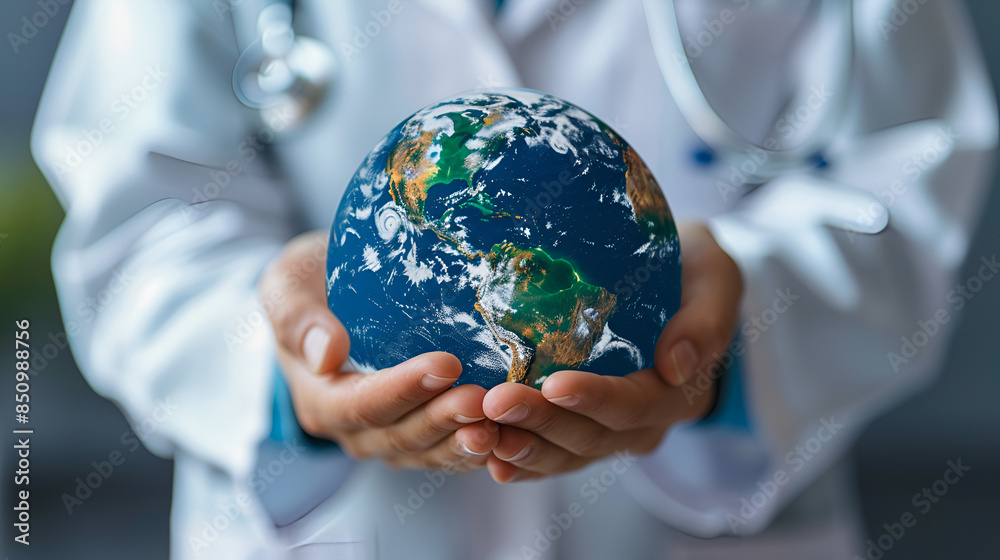 A physician clutching the planet Earth A physician clutching the planet Earth