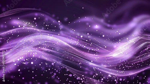 Glittering purple wave stripes design with shiny moving lines and a bokeh effect background. 