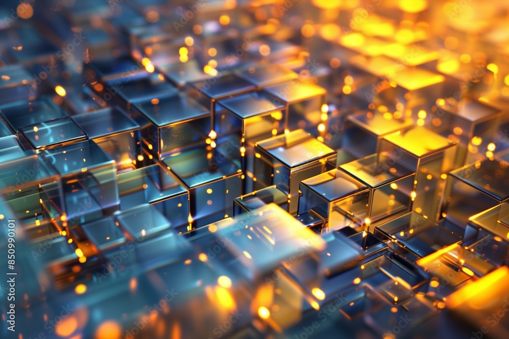 Fototapeta premium technology abstract background - Crystalline Structures - Metallic Tech Abstract Background