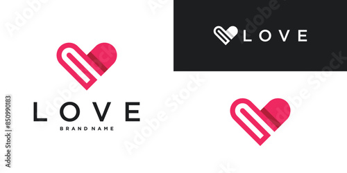 Love logo design with a simple and minimalist template. Premium Vector