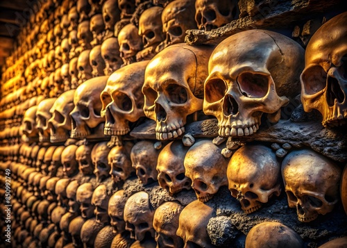 A wall made of skulls. photo