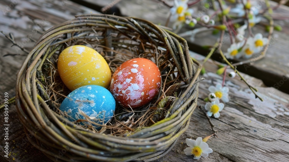 Easter eggs in a basket Easter eggs in a basket