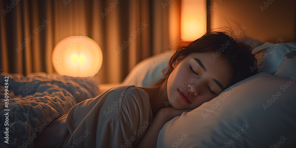 asian woman sleep well with smile at night asian woman sleep well with smile at night