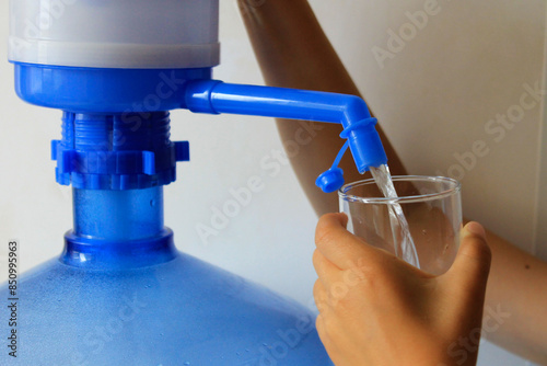 clean water from the filter, water from the cooler