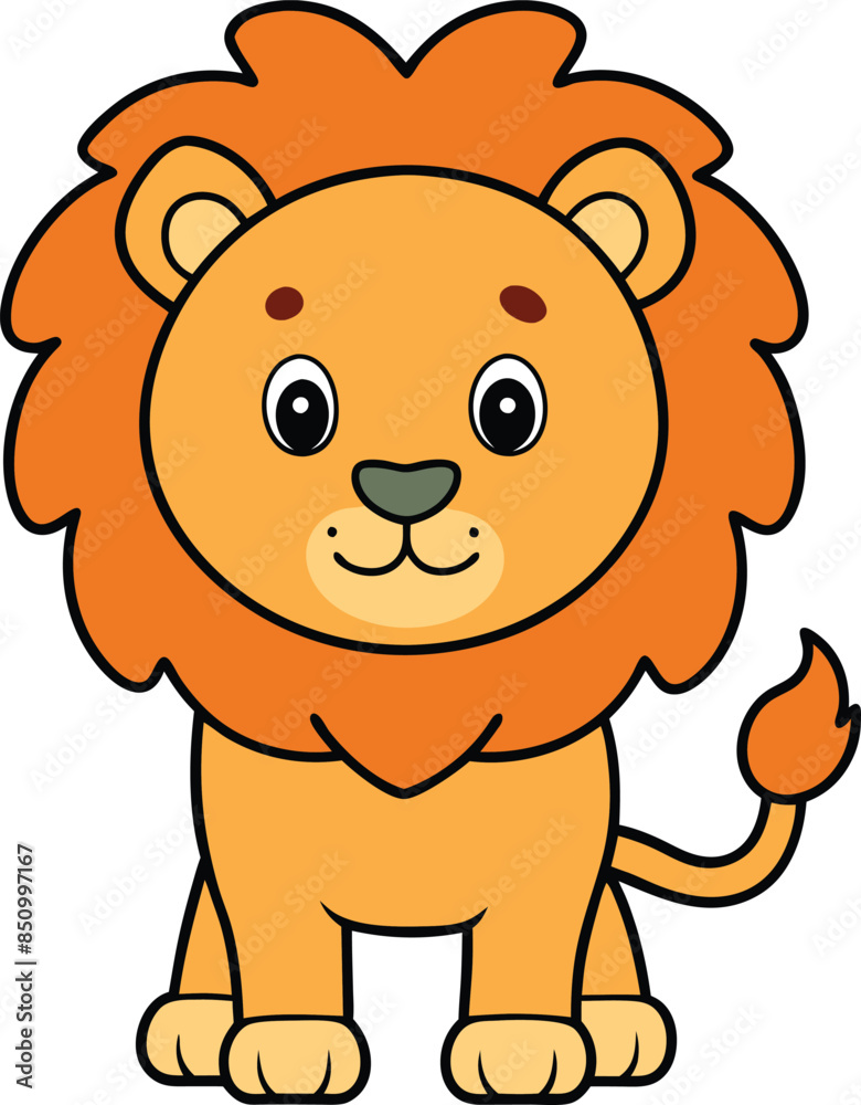 Cute Lion Cartoon Vector Icon illustration On White Background. Cute Lion Cartoon Vector Icon illustration On White Background.