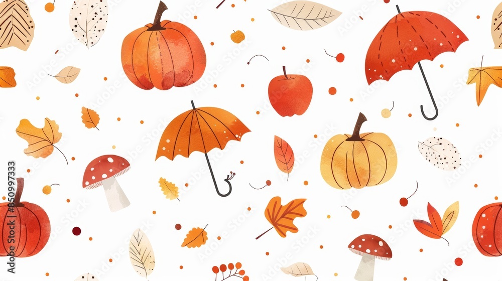 Cozy Autumn Pattern for Seasonal Designs Generative AI