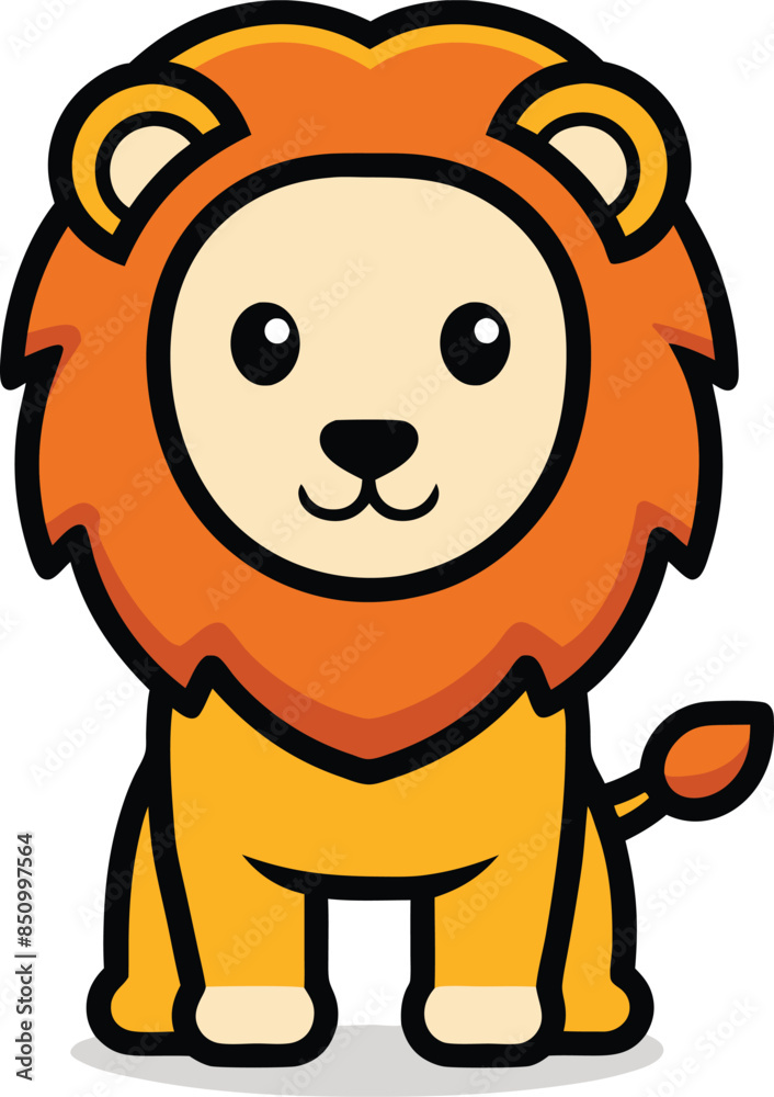 Cute Lion Cartoon Vector Icon illustration On White Background. Cute Lion Cartoon Vector Icon illustration On White Background.
