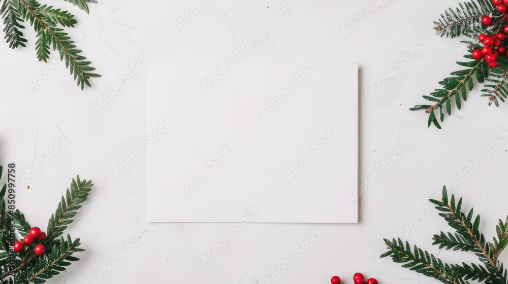 Festive Holiday Card Design with Christmas Tree and Berries Generative AI Festive Holiday Card Design with Christmas Tree and Berries Generative AI