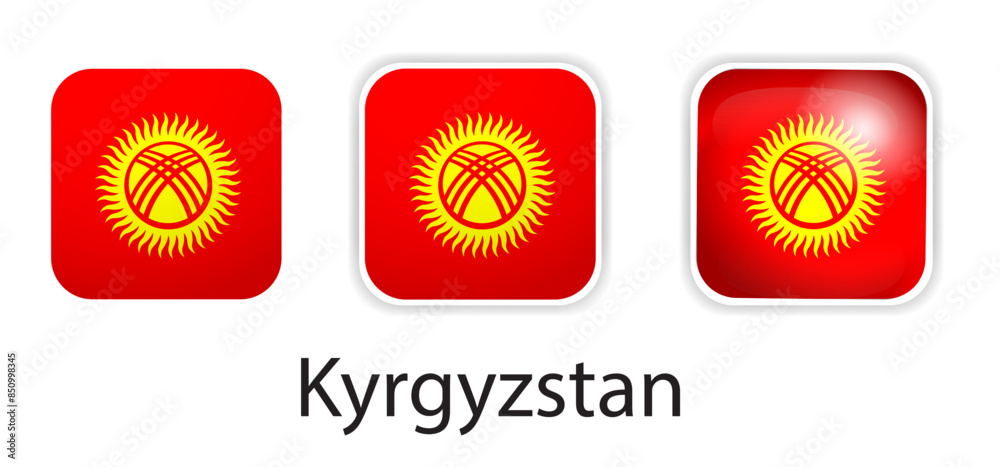 Kyrgyzstan flag vector icons set in the shape of rounded square Kyrgyzstan flag vector icons set in the shape of rounded square