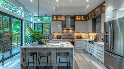 Modern Kitchen with Stainless Steel Appliances and Island