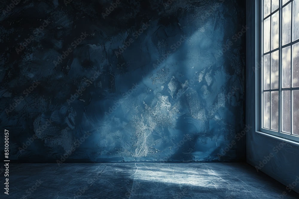 Matte indigo wall with a faint glare from a moonlit window, perfect for a serene, nocturnal ambiance Matte indigo wall with a faint glare from a moonlit window, perfect for a serene, nocturnal ambiance