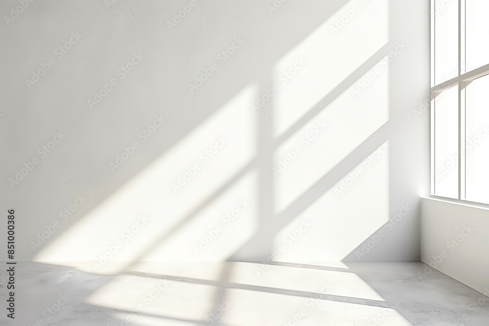 Stark white wall with a stark glare from a modern, angular window, providing a contemporary background Stark white wall with a stark glare from a modern, angular window, providing a contemporary background