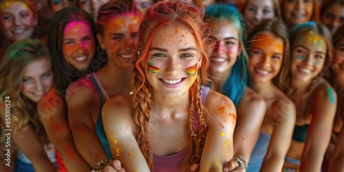 Group Of LGBTQ+ Friends Holding Hands During Holi Festival © Miodrag