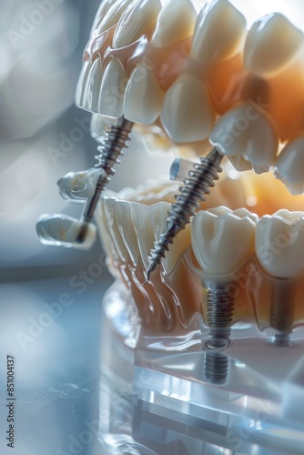 dental implantation close-up artificial jaws Generative AI