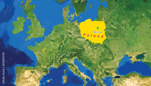 Republic of Poland map, a country in Central Europe. Its capital is Warsaw. The country is famous for its complicated language, Polish and the Baltic Sea. The country has long winter weather
