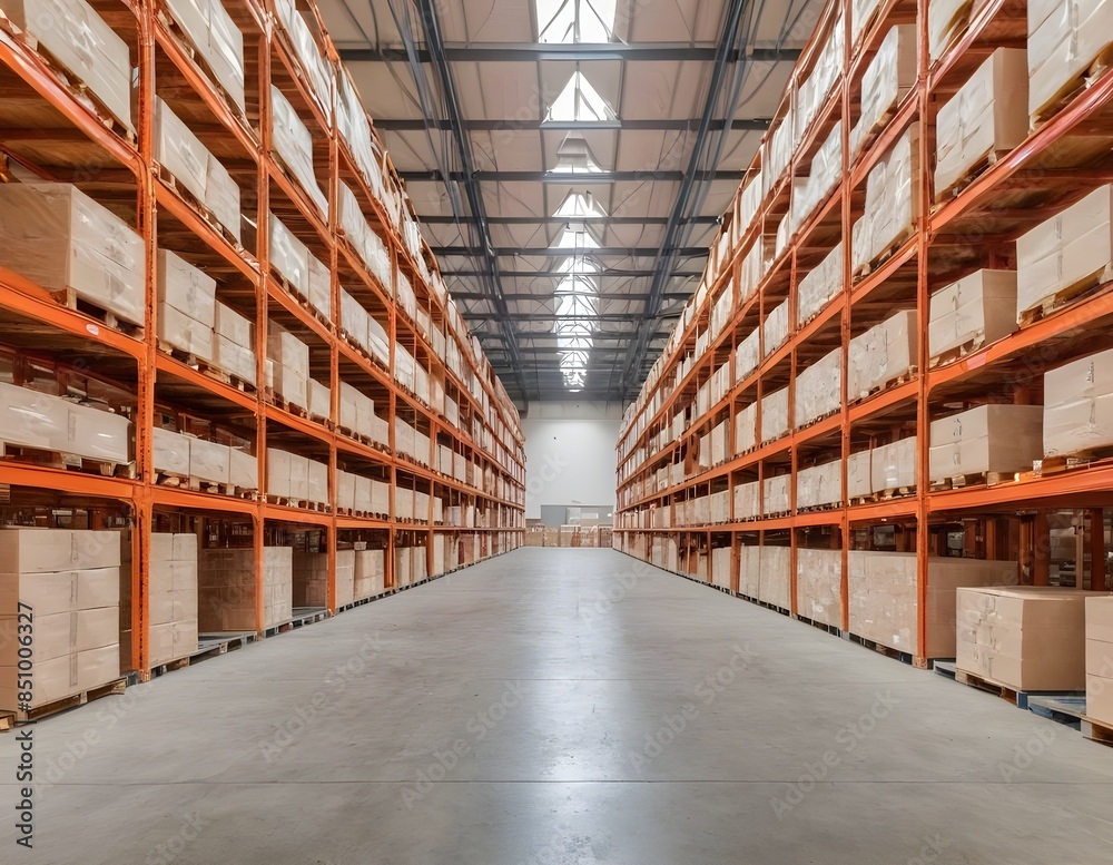 Large Warehouse Storage Shelves Full of Cardboard Boxes Large Warehouse Storage Shelves Full of Cardboard Boxes