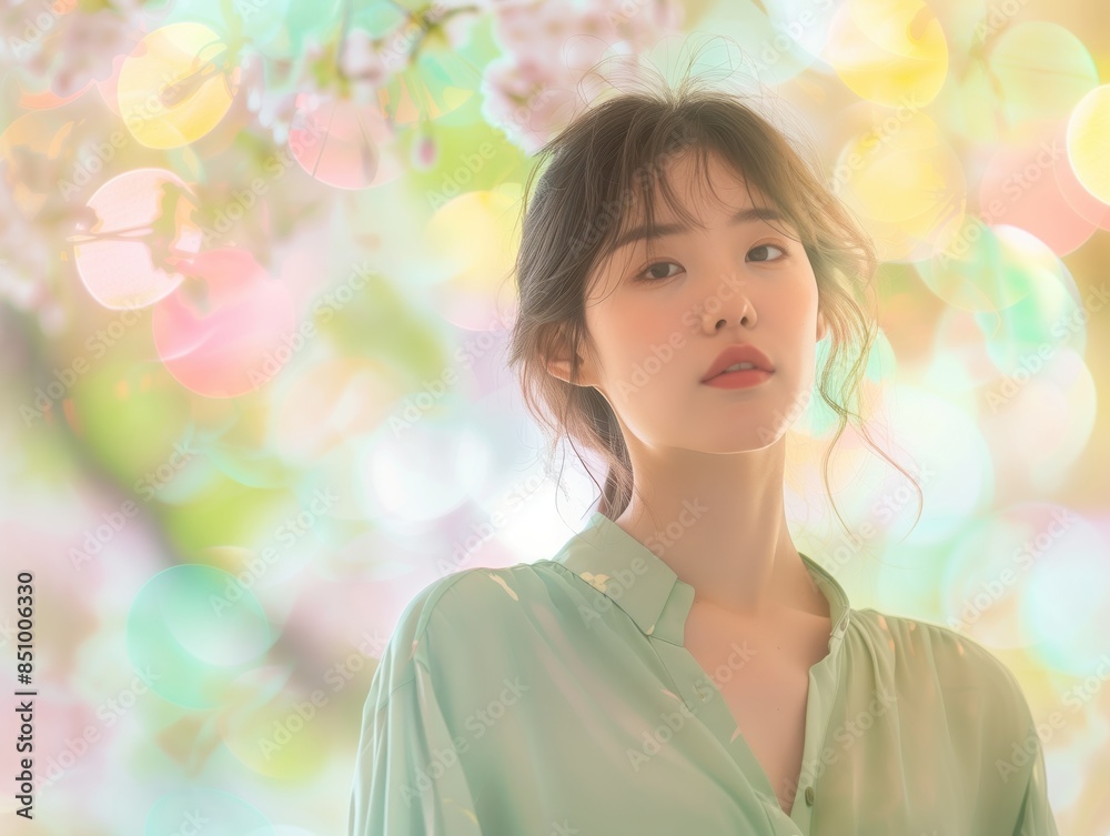 Frau im Frühlingsgarten