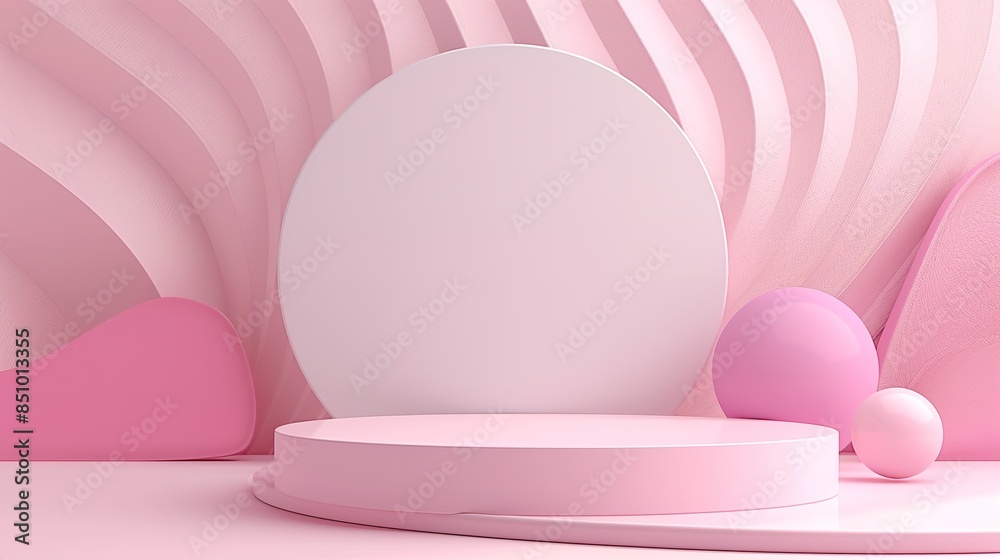 cylindrical stand podium for displaying cosmetics and product on abstract background in pink pastel colors cylindrical stand podium for displaying cosmetics and product on abstract background in pink pastel colors