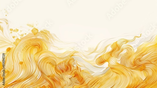 Abstract wave pattern on a white background with a yellow ramen doodle banner photo