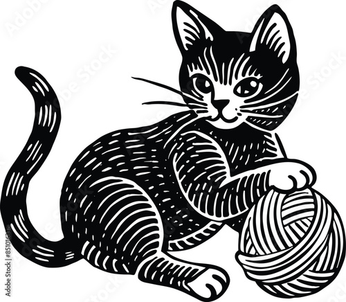 cute and playful cat illustrations and silhouette 
