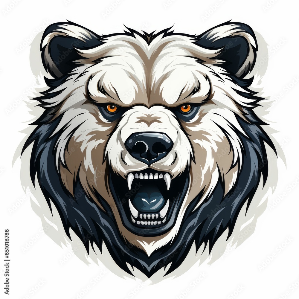 A bear with its mouth open and teeth bared A bear with its mouth open and teeth bared