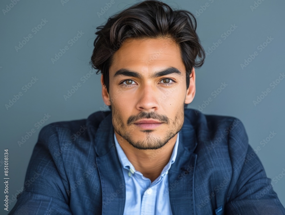 Young Asian Man with Goatee, Dressed in Navy Blue Blazer Young Asian Man with Goatee, Dressed in Navy Blue Blazer