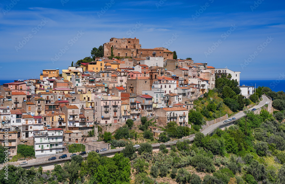 Summer view of the historic village of Caronia in Sicily, Italy, Europe Summer view of the historic village of Caronia in Sicily, Italy, Europe