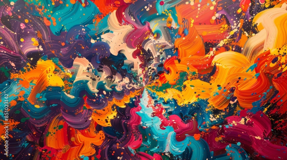 Colors and patterns swirl vibrantly hiding currency symbols and market energy Colors and patterns swirl vibrantly hiding currency symbols and market energy