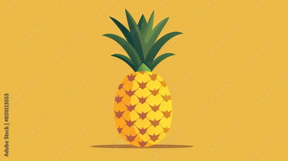 Pineapple on yellow background, Pineapple below it and Bottom of Pineapple beneath Pineapple on yellow background, Pineapple below it and Bottom of Pineapple beneath