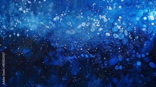 Sapphire and cobalt tableau with shimmering lights like distant stars