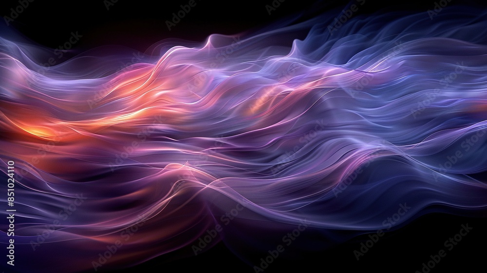 Purple-orange wave on black background with red center Purple-orange wave on black background with red center