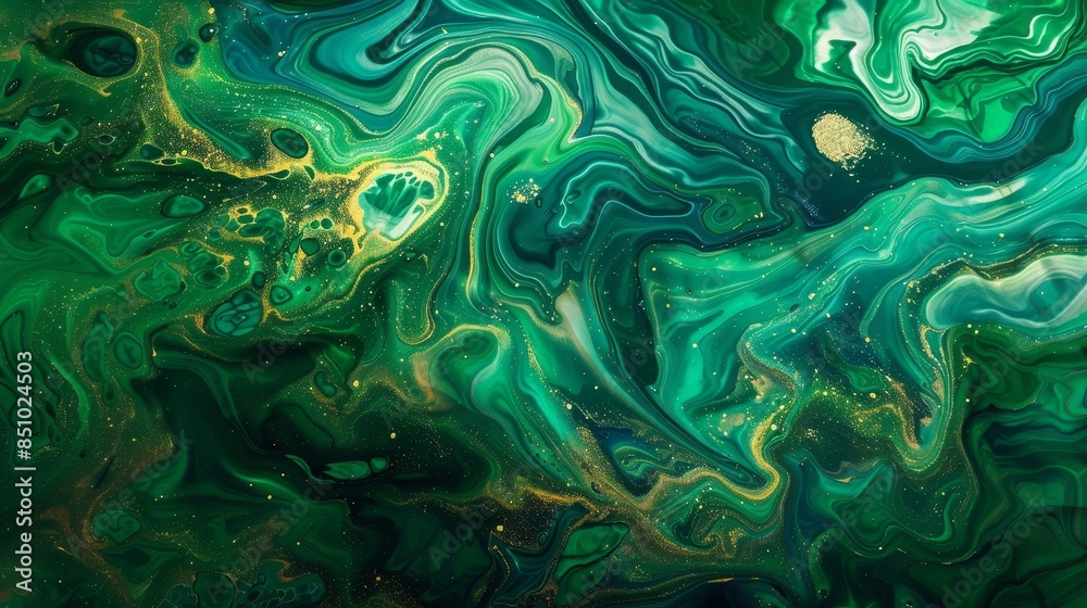 Emerald and jade hues with mist curling around liquid mercury pools Emerald and jade hues with mist curling around liquid mercury pools